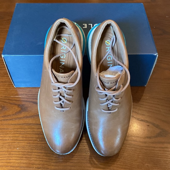 Cole Haan Brown Oxfords with Blue Accents - Picture 2 of 5
